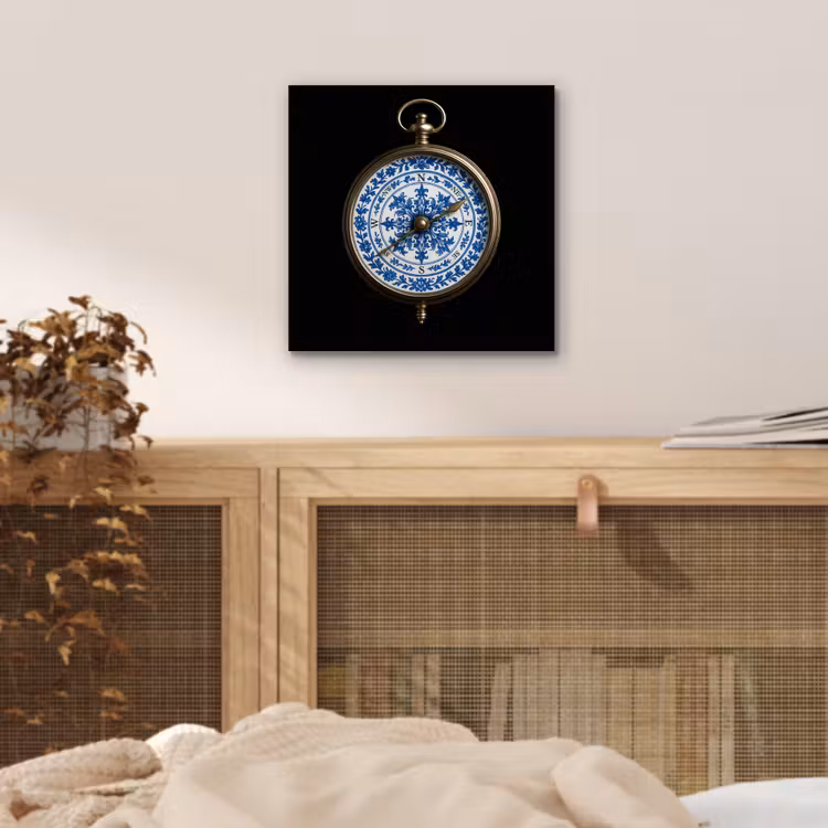 Aluminium schilderij - Kompas - Delfts blauw - Zwart — 4