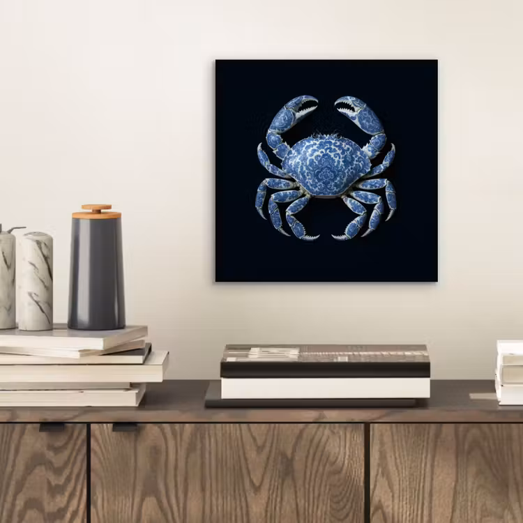 Aluminium schilderij - Krab - Delfts blauw - Dieren — 2