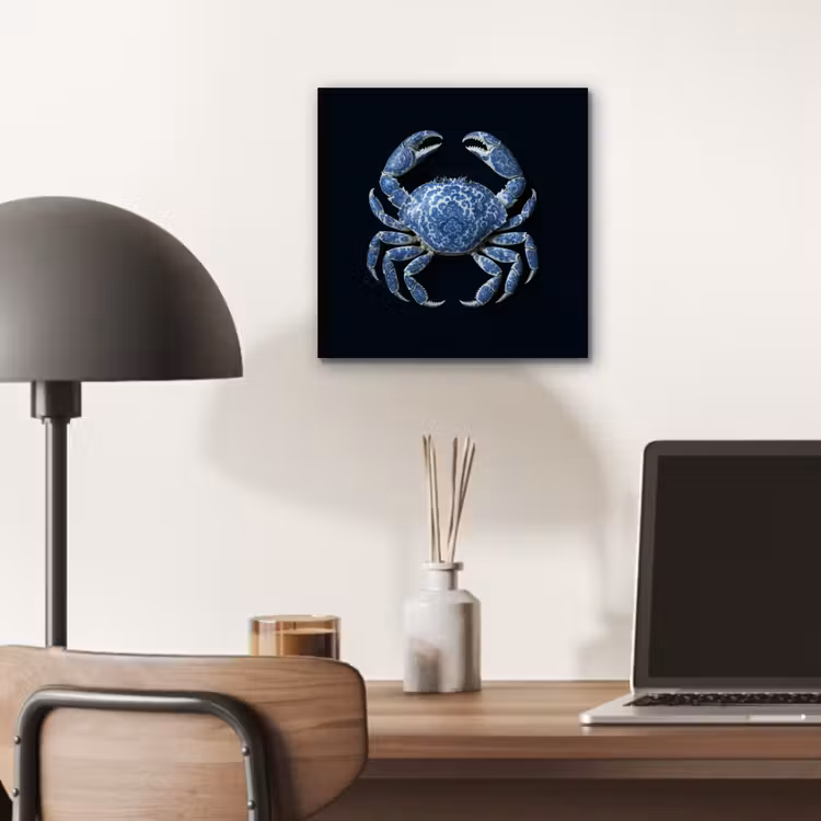 Aluminium schilderij - Krab - Delfts blauw - Dieren — 6