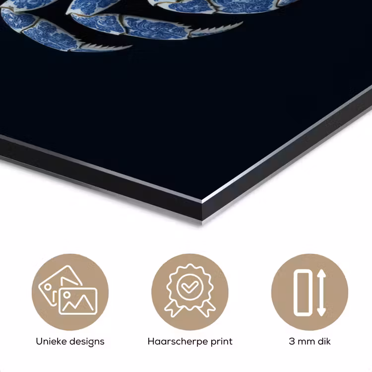Aluminium schilderij - Krab - Delfts blauw - Dieren — 7
