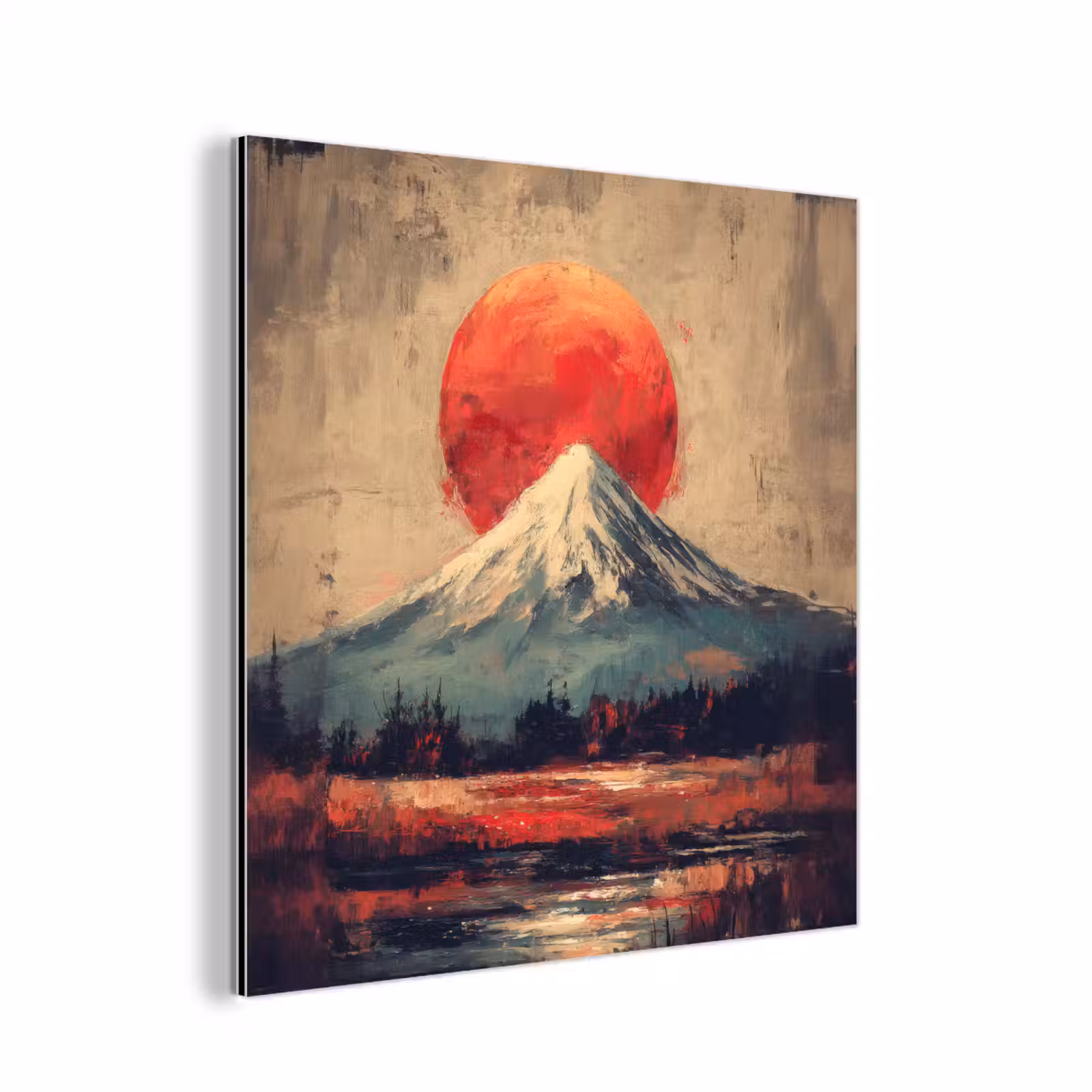 Aluminium schilderij - Bergtop - Sneeuw - Zon — 1