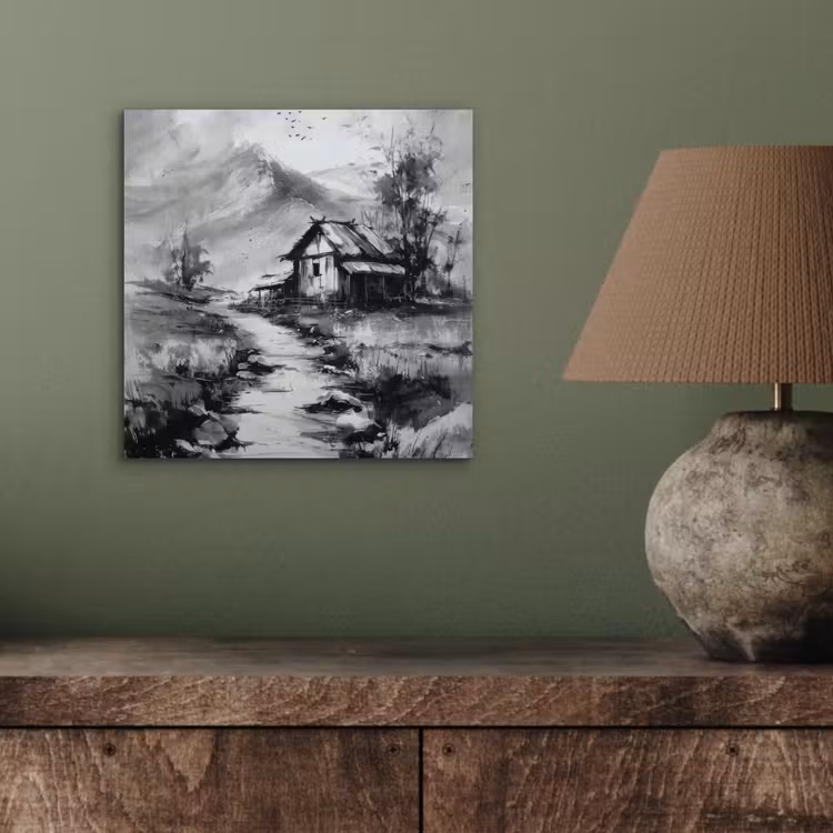 Aluminium schilderij - Hut - Grijs - Bergen - Mistig — 3