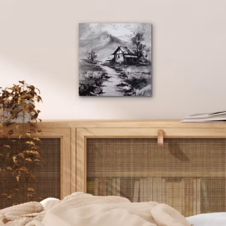 Aluminium schilderij - Hut - Grijs - Bergen - Mistig — 4