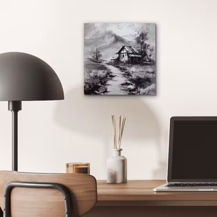 Aluminium schilderij - Hut - Grijs - Bergen - Mistig — 6