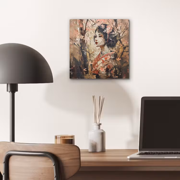 Aluminium schilderij - Kimono - Vrouw - kersenbomen — 6