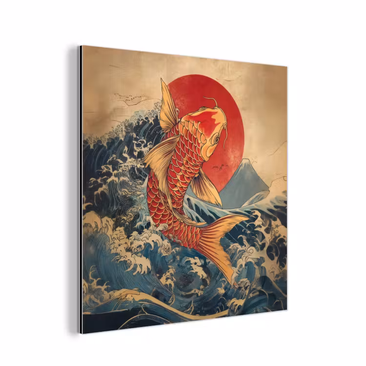 Aluminium schilderij - Koi - Zee - Golven - Zon — 1