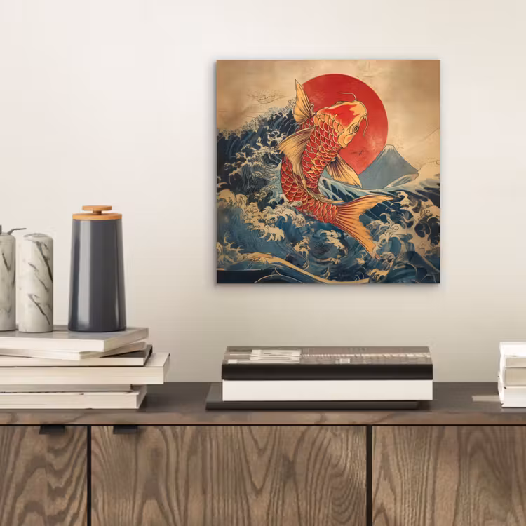 Aluminium schilderij - Koi - Zee - Golven - Zon — 2