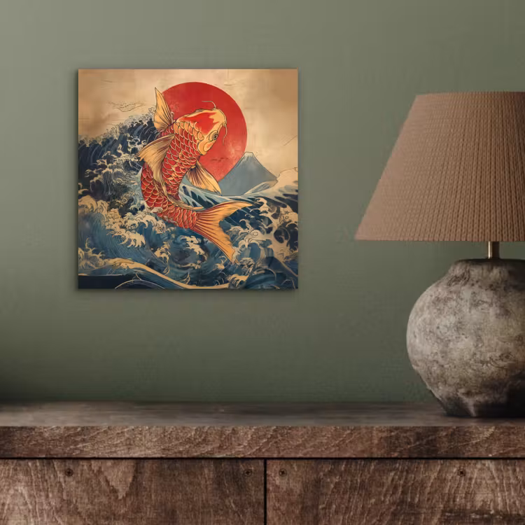 Aluminium schilderij - Koi - Zee - Golven - Zon — 3