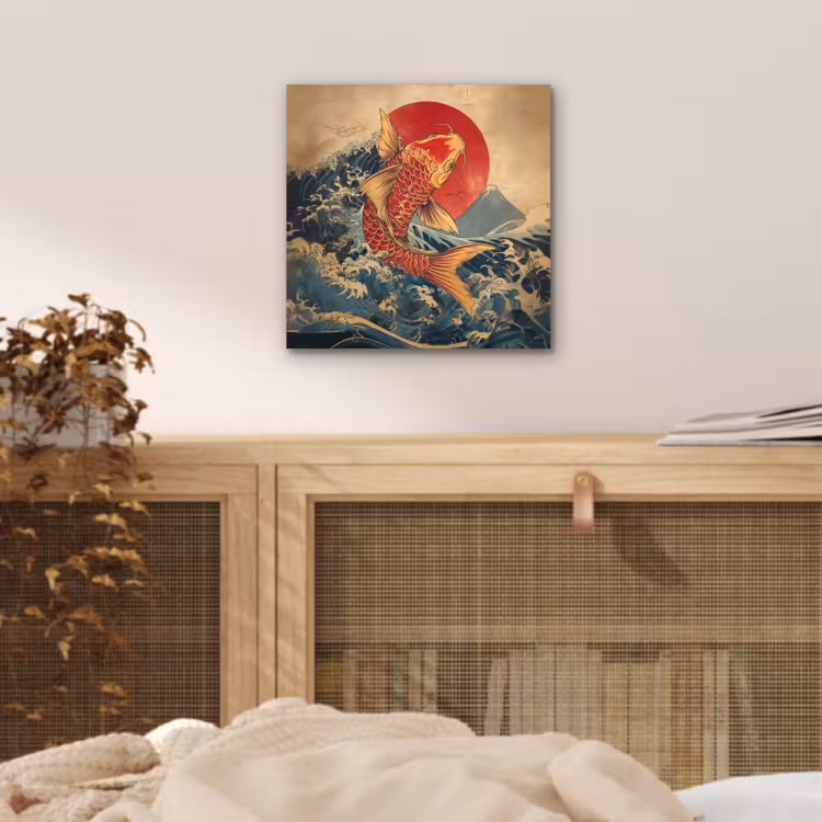 Aluminium schilderij - Koi - Zee - Golven - Zon — 4