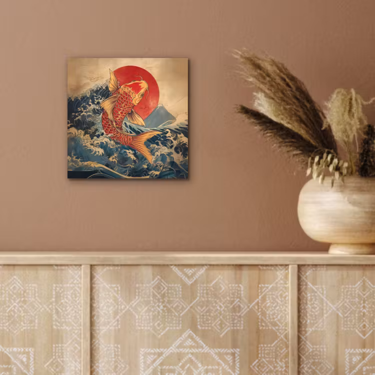 Aluminium schilderij - Koi - Zee - Golven - Zon — 5