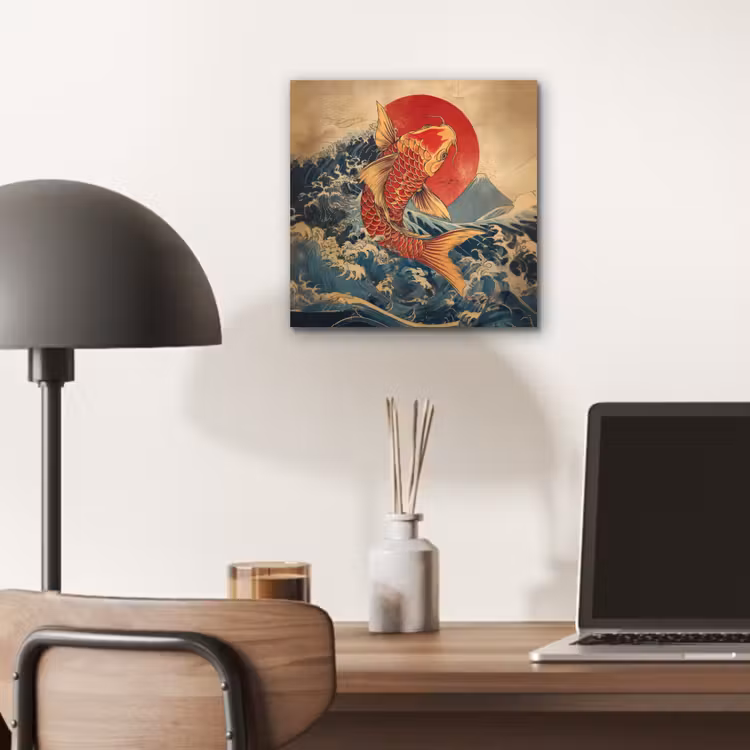 Aluminium schilderij - Koi - Zee - Golven - Zon — 6