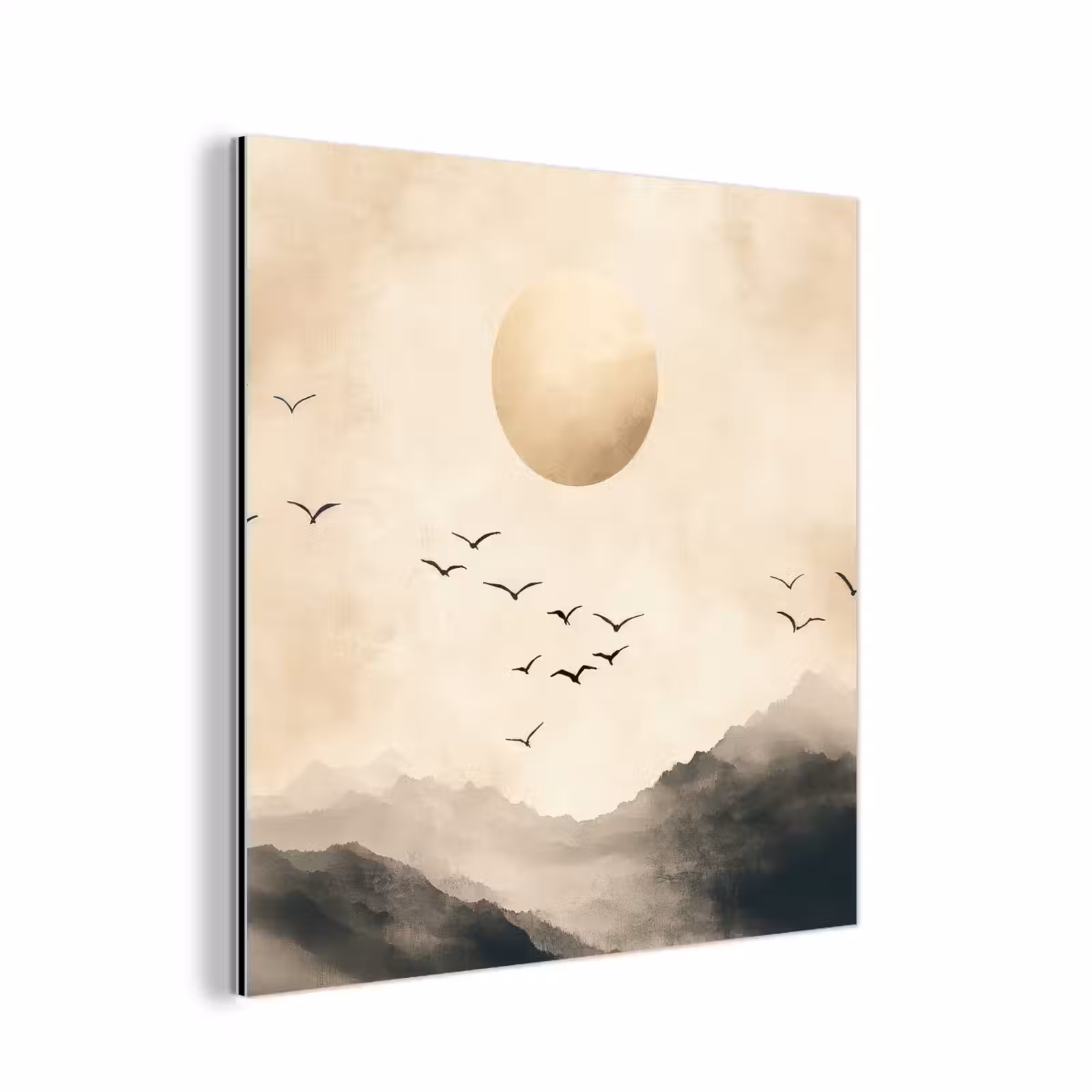 Aluminium schilderij - Landschap - Japandi - vogel — 1