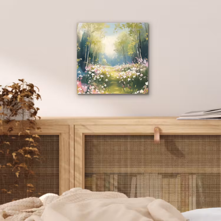 Aluminium schilderij - Bos - Schilderstijl - Kleurrijk — 4