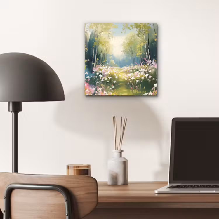 Aluminium schilderij - Bos - Schilderstijl - Kleurrijk — 6