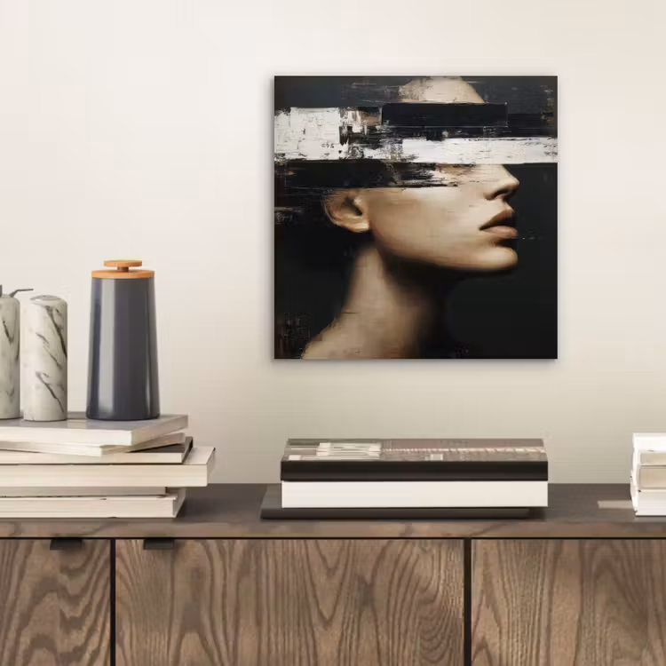 Aluminium schilderij - Gezicht - Vrouw - Zwart - Abstract — 2