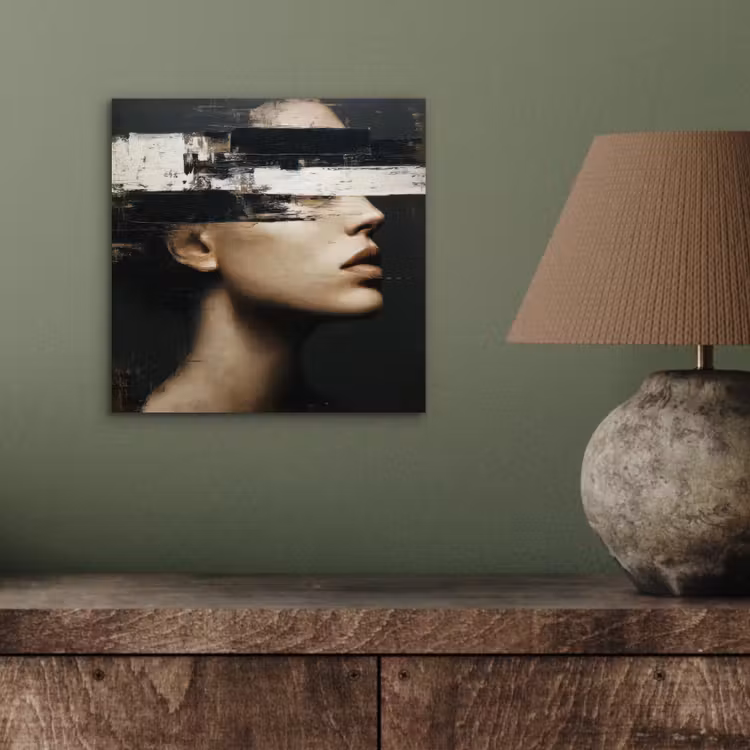 Aluminium schilderij - Gezicht - Vrouw - Zwart - Abstract — 3