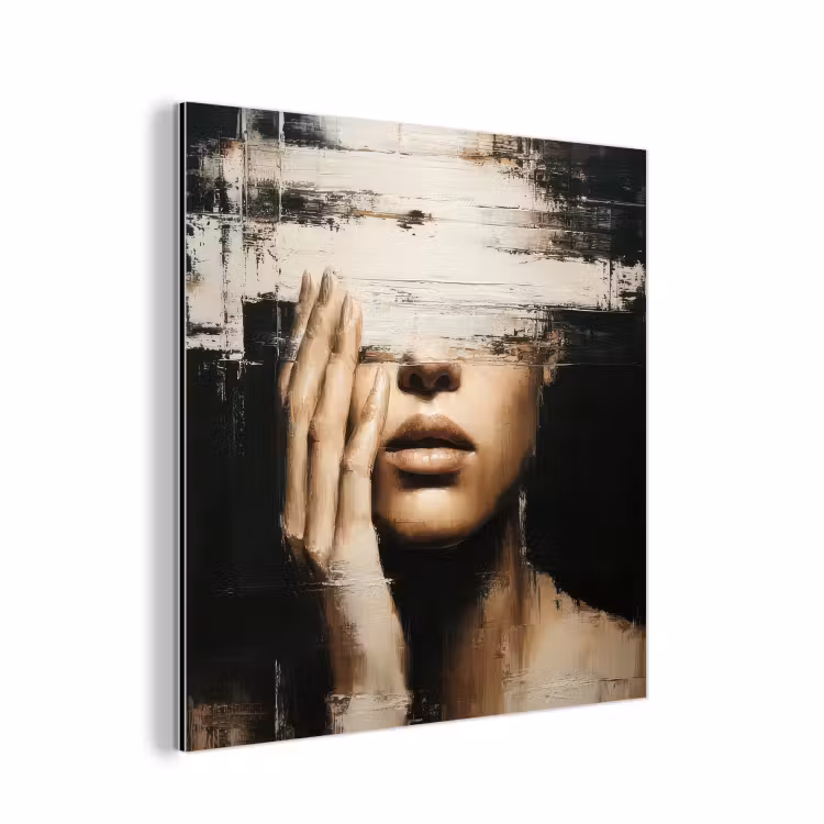 Aluminium schilderij - Hand - Gezicht - Strepen - Abstract — 1