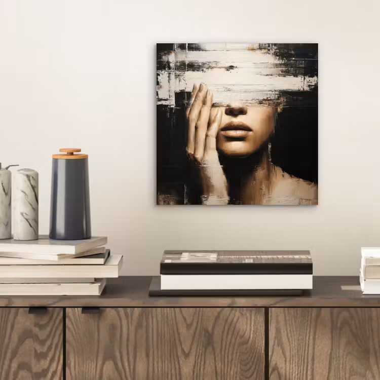 Aluminium schilderij - Hand - Gezicht - Strepen - Abstract — 2