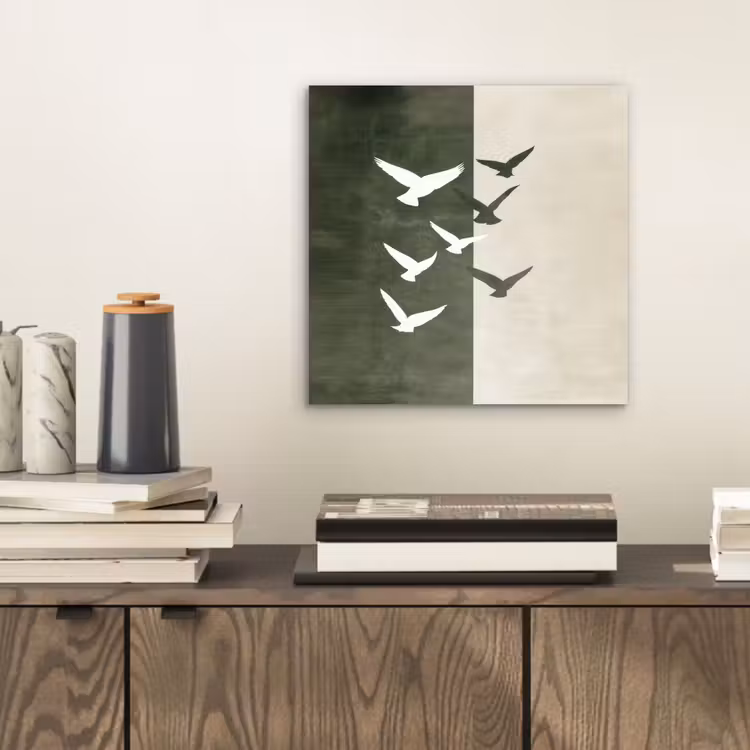 Aluminium schilderij - Japandi - Vogel - Groen — 2