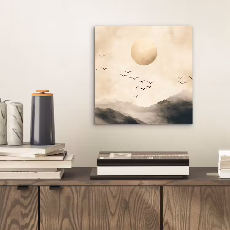 Aluminium schilderij - Landschap - Japandi - vogel — 2