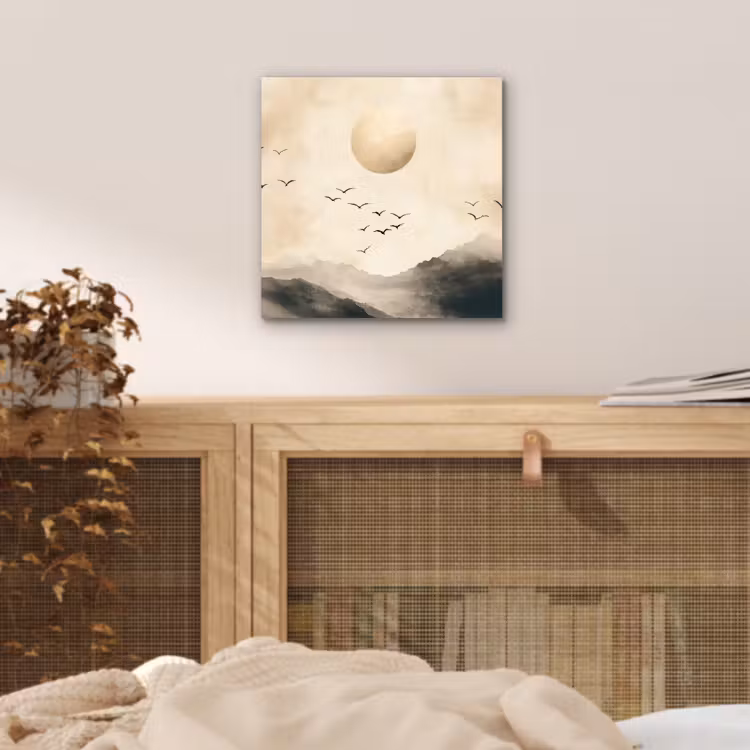 Aluminium schilderij - Landschap - Japandi - vogel — 4