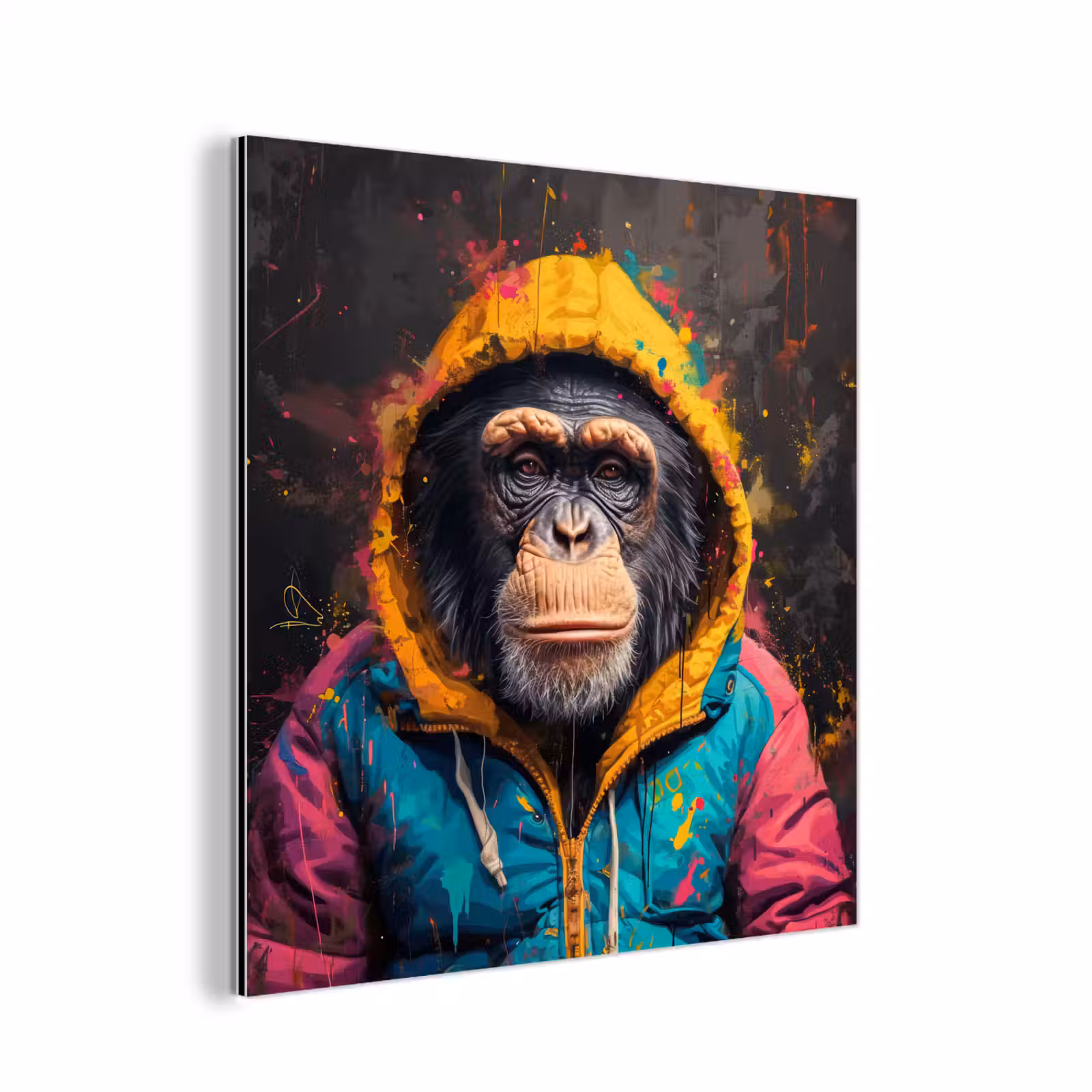 Aluminium schilderij - Graffiti - Chimpansee - Jas - Aap - Verf — 1