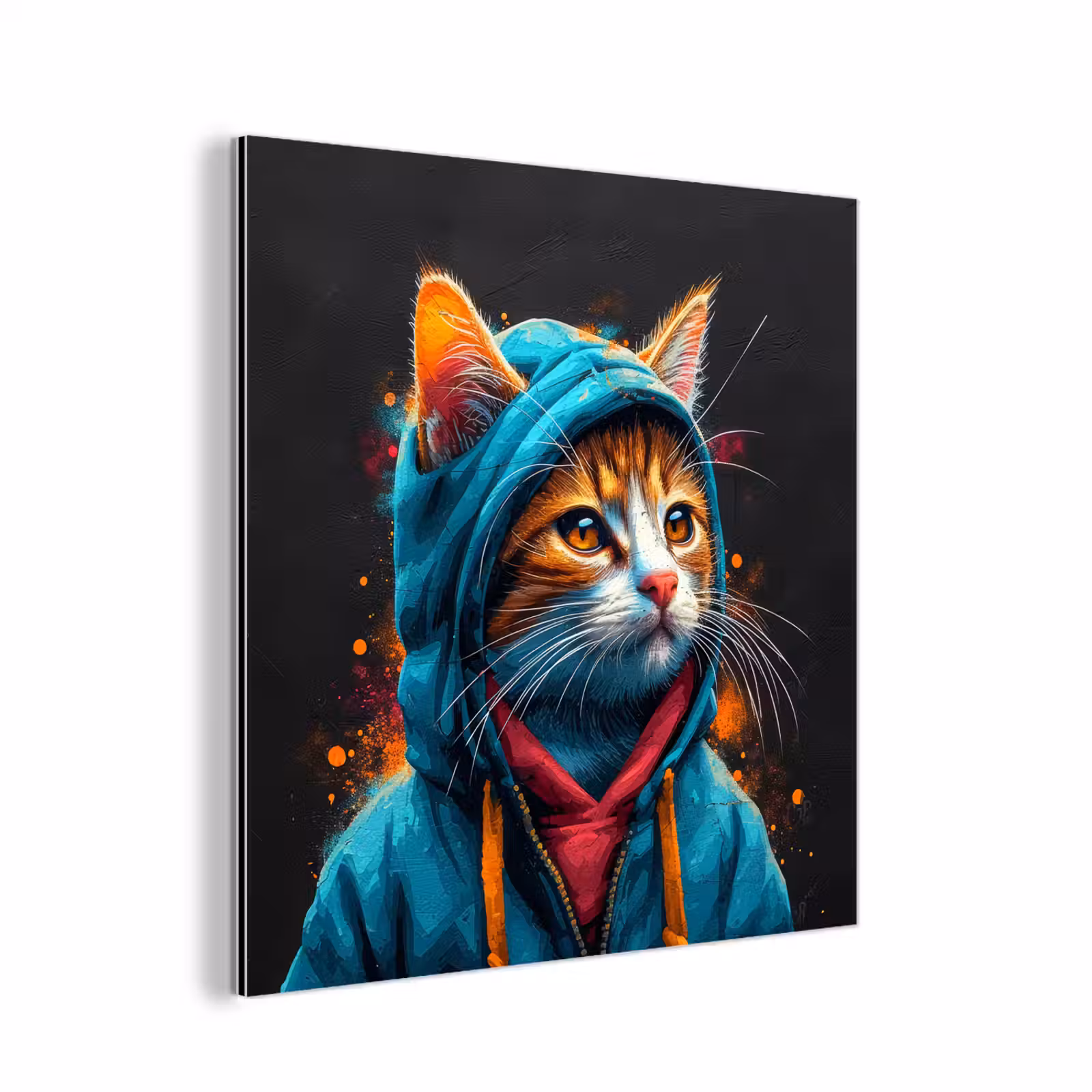 Aluminium schilderij - Graffiti - Kat - Zwart - Jas — 1
