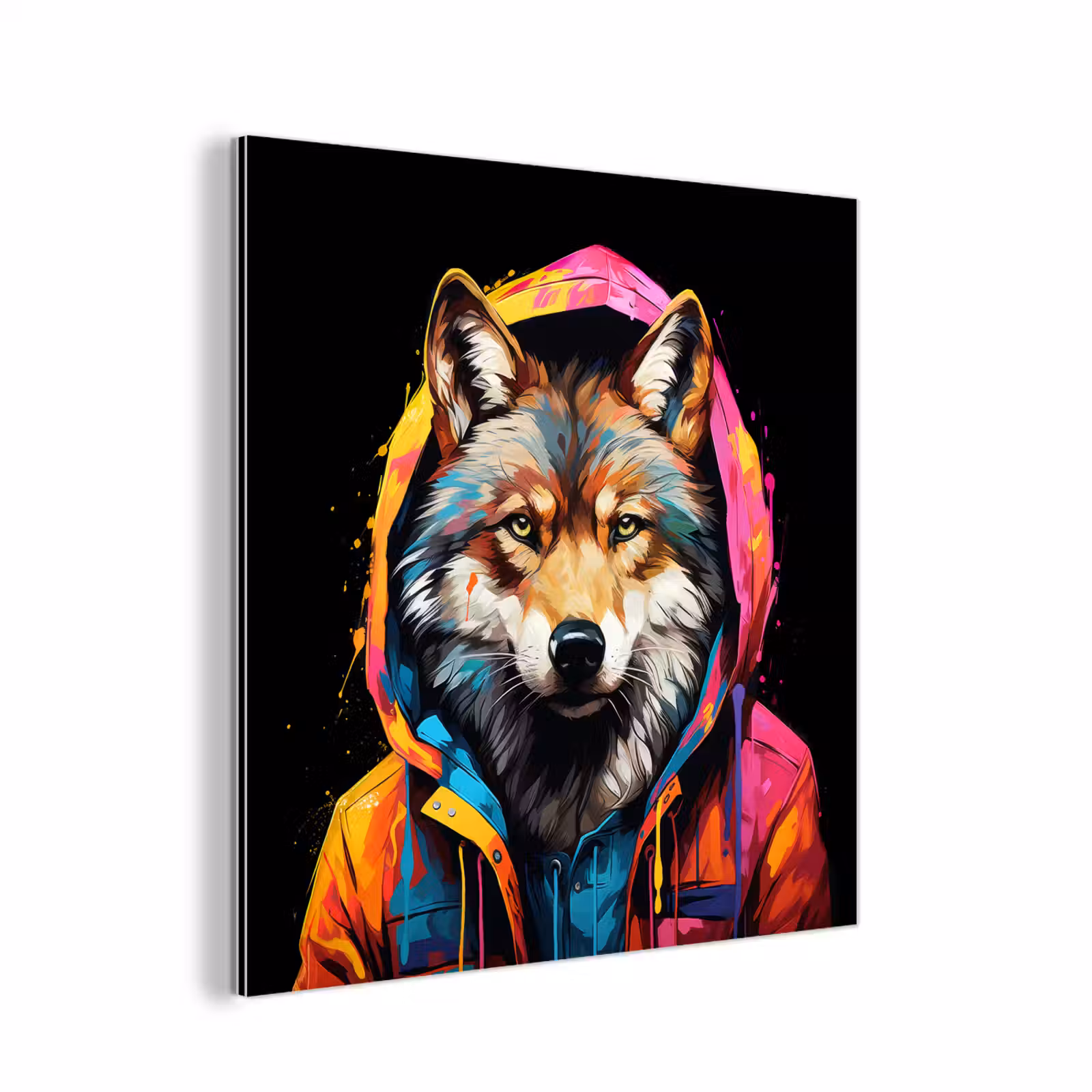 Aluminium schilderij - Graffiti - Wolf - Jas - Zwart — 1