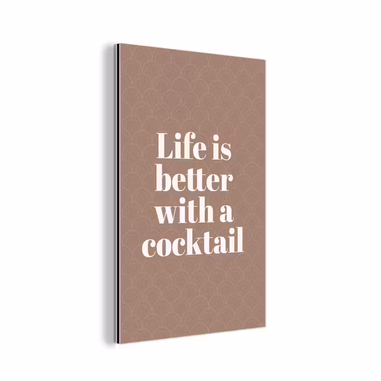 Aluminium schilderij - Cocktail - Tekst - Patroon - Wit — 1