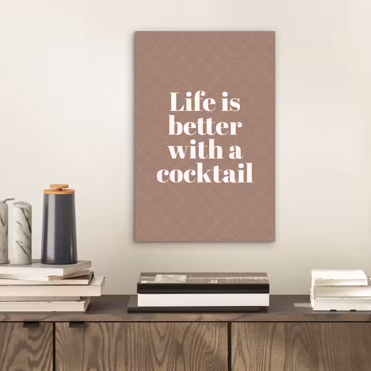 Aluminium schilderij - Cocktail - Tekst - Patroon - Wit — 2