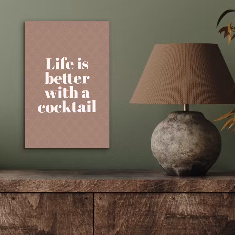Aluminium schilderij - Cocktail - Tekst - Patroon - Wit — 3