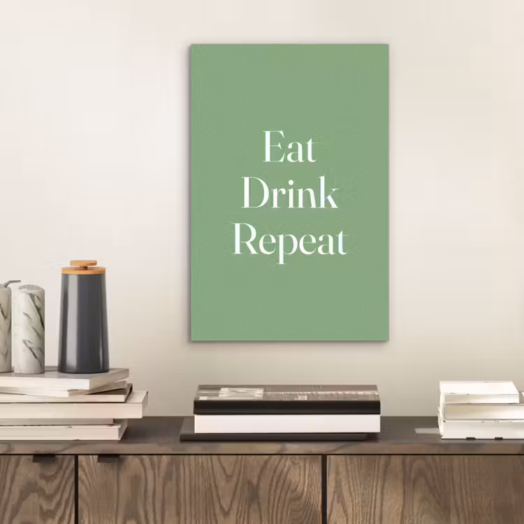 Aluminium schilderij - Eten - Drinken - Tekst - Mintgroen — 2