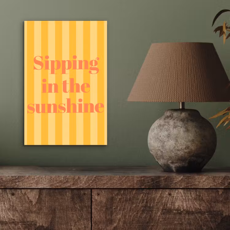 Aluminium schilderij - Gestreept - Geel - Sunshine - Letters — 3
