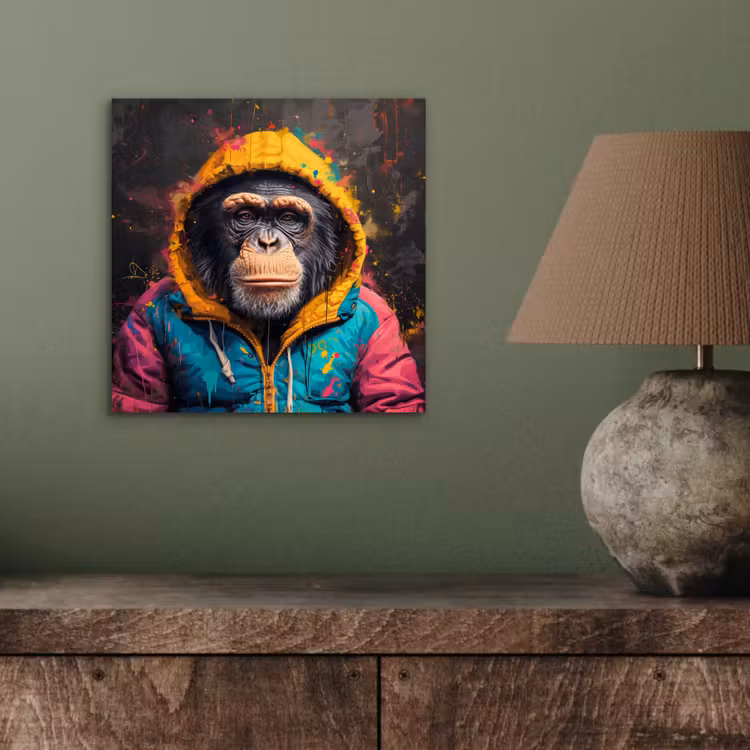 Aluminium schilderij - Graffiti - Chimpansee - Jas - Aap - Verf — 3