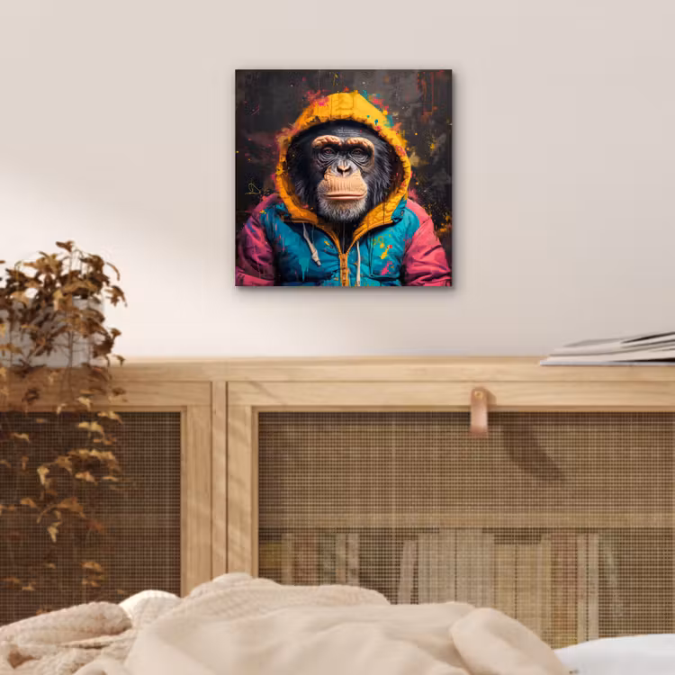 Aluminium schilderij - Graffiti - Chimpansee - Jas - Aap - Verf — 4