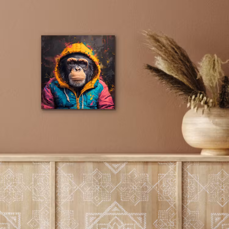 Aluminium schilderij - Graffiti - Chimpansee - Jas - Aap - Verf — 5