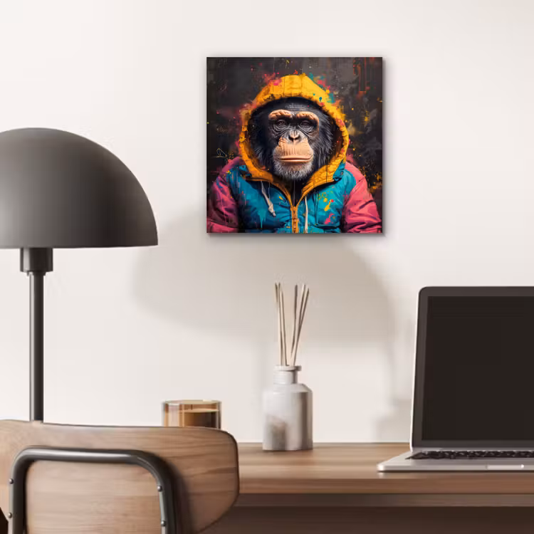 Aluminium schilderij - Graffiti - Chimpansee - Jas - Aap - Verf — 6