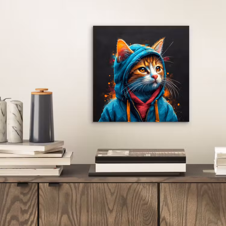 Aluminium schilderij - Graffiti - Kat - Zwart - Jas — 2