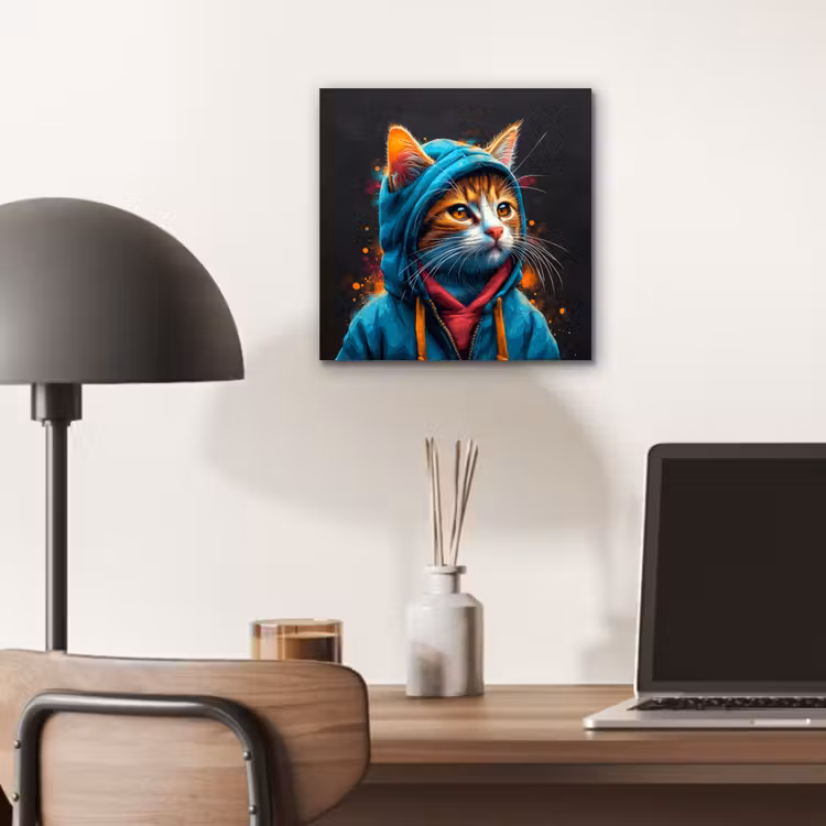 Aluminium schilderij - Graffiti - Kat - Zwart - Jas — 6