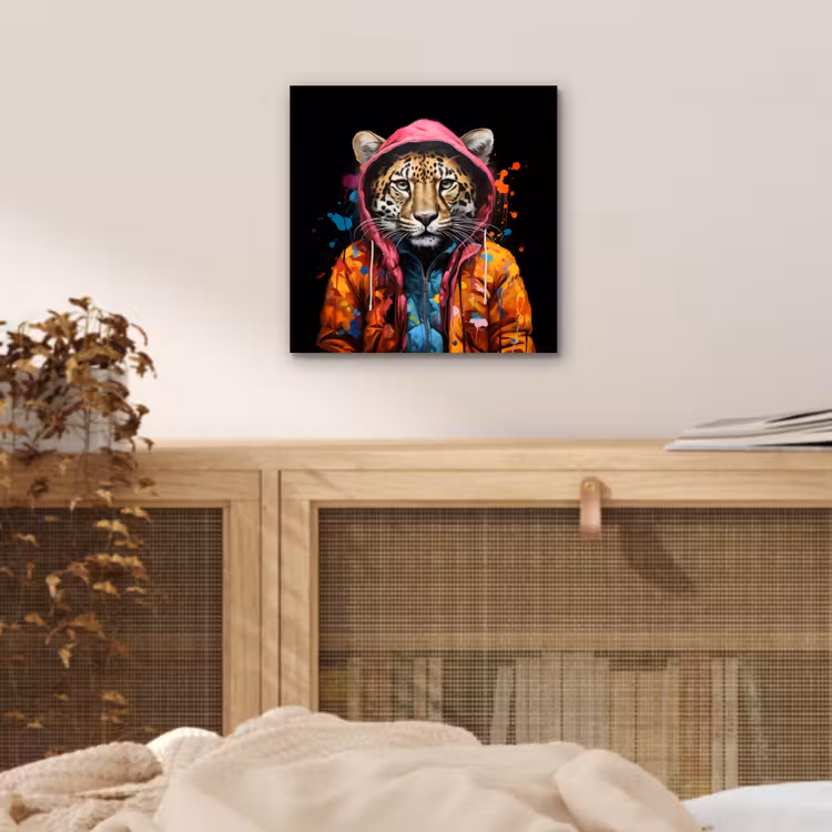 Aluminium schilderij - Graffiti - Luipaard - Zwart - Jas — 4