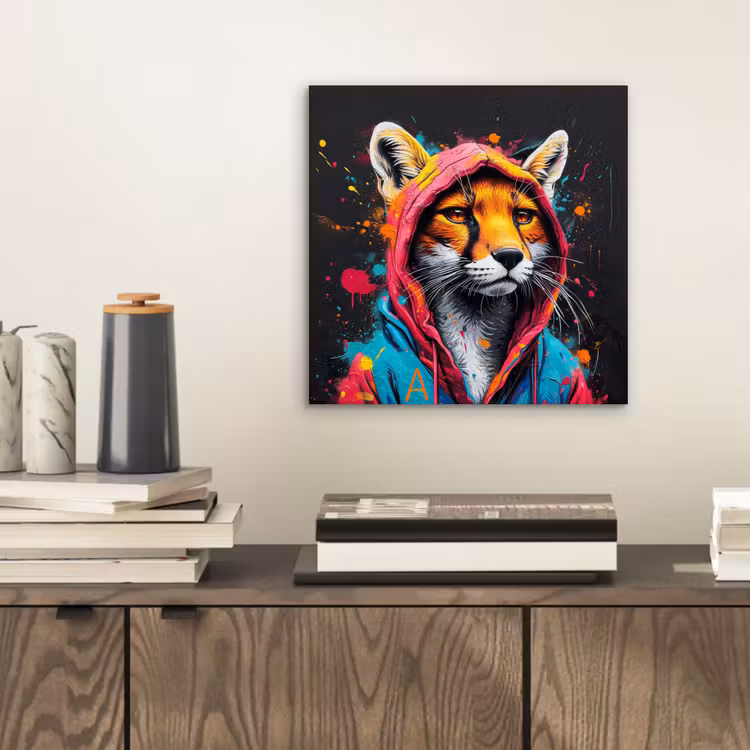 Aluminium schilderij - Graffiti - Vos - Jas - Pop art — 2
