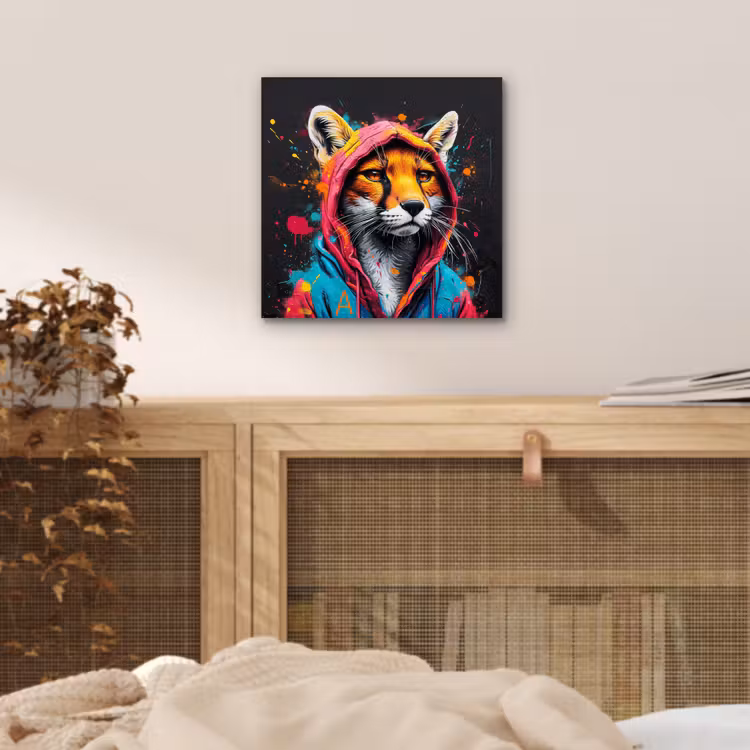 Aluminium schilderij - Graffiti - Vos - Jas - Pop art — 4