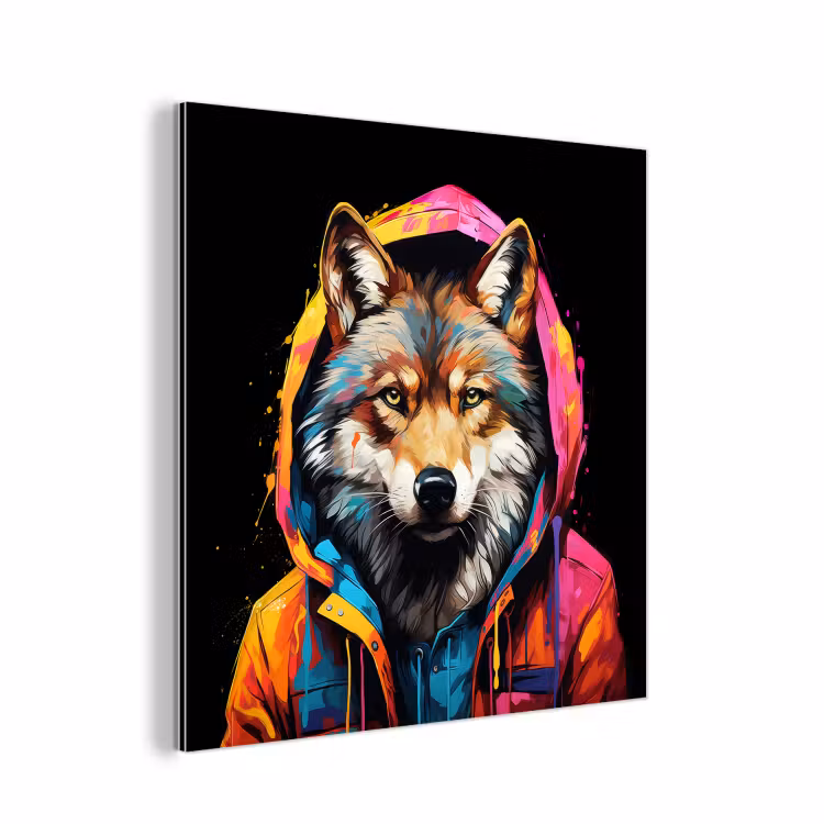 Aluminium schilderij - Graffiti - Wolf - Jas - Zwart — 1
