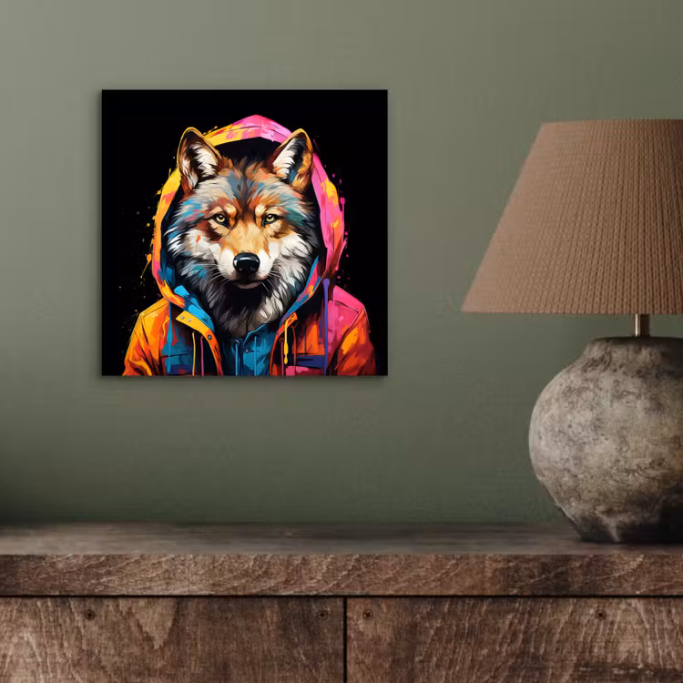 Aluminium schilderij - Graffiti - Wolf - Jas - Zwart — 3