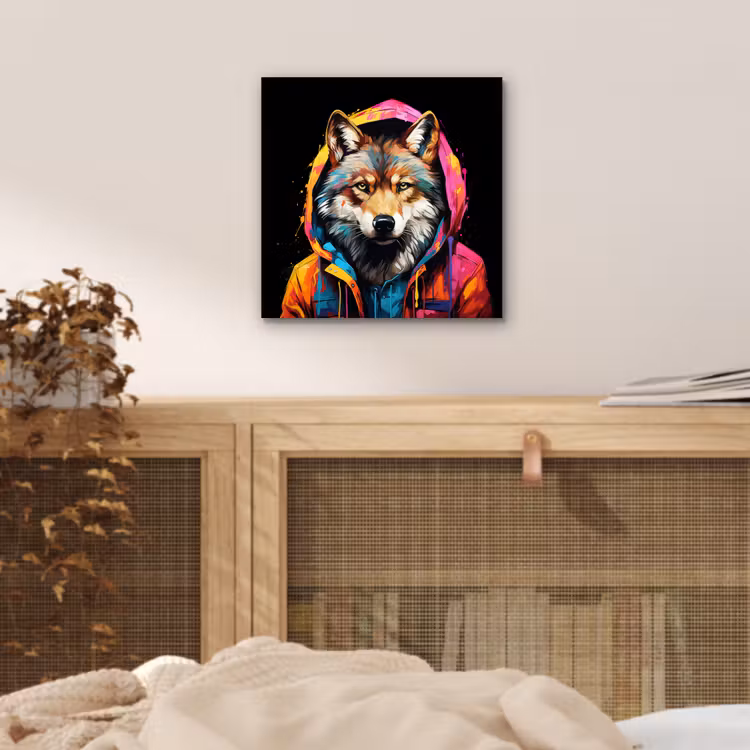 Aluminium schilderij - Graffiti - Wolf - Jas - Zwart — 4