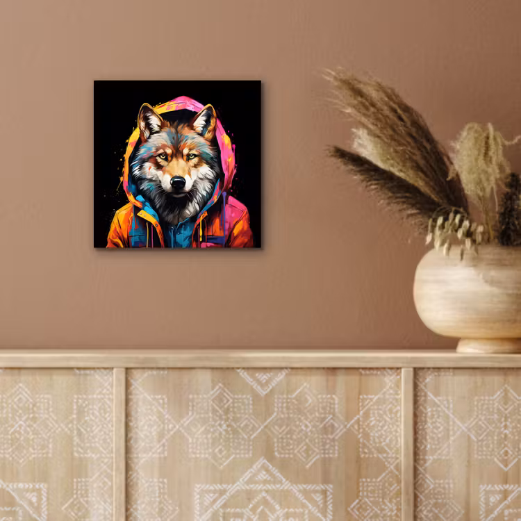Aluminium schilderij - Graffiti - Wolf - Jas - Zwart — 5