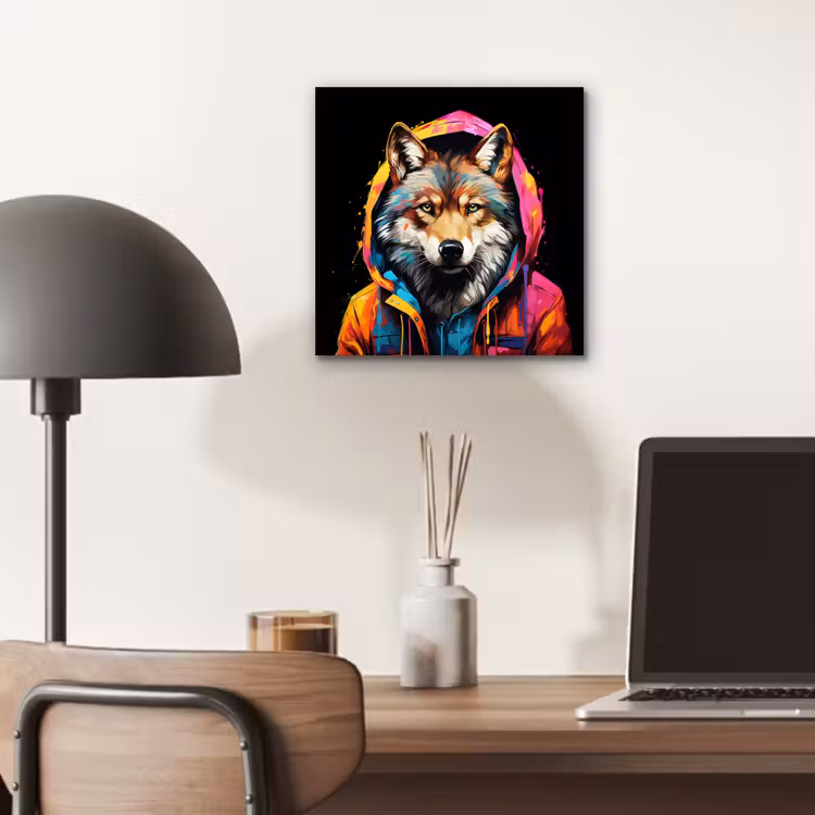 Aluminium schilderij - Graffiti - Wolf - Jas - Zwart — 6