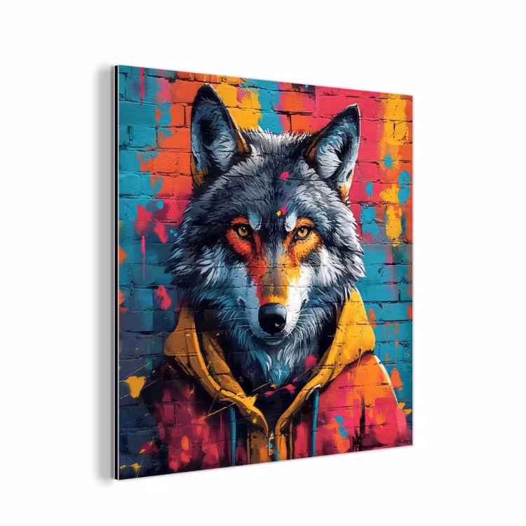Aluminium schilderij - Graffiti - Wolf - Street art - Blauw — 1