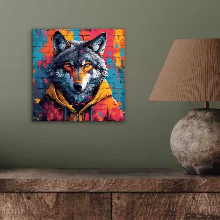 Aluminium schilderij - Graffiti - Wolf - Street art - Blauw — 3