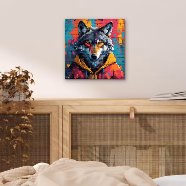 Aluminium schilderij - Graffiti - Wolf - Street art - Blauw — 4